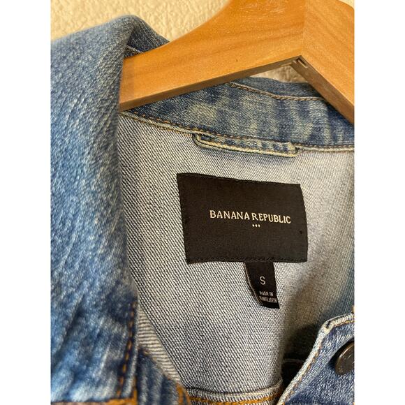Banana Republic Medium Wash Y2K Boho Style Button Up Denim Jack Small - Picture 3 of 10